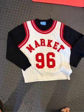Market Cable Knit Sweater - Red, White & Black